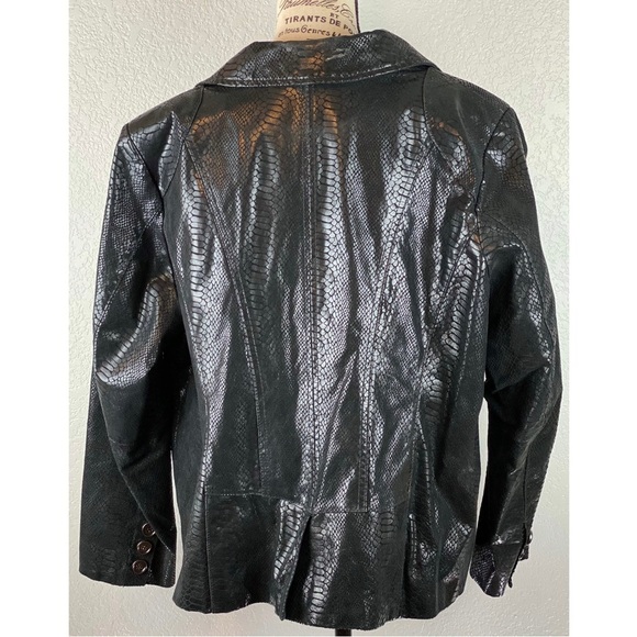 Bradley Bayou Leather Reptile Print Jacket, size Large - Picture 6 of 11